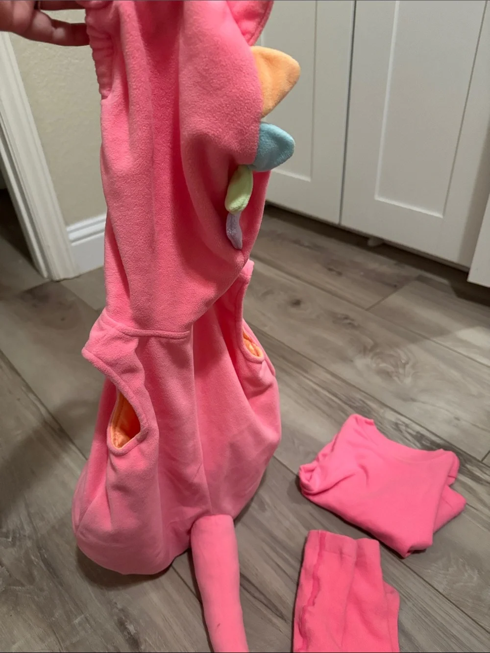 Pink Dinosaur Hooded Fleece Costume - Picture 2 of 5
